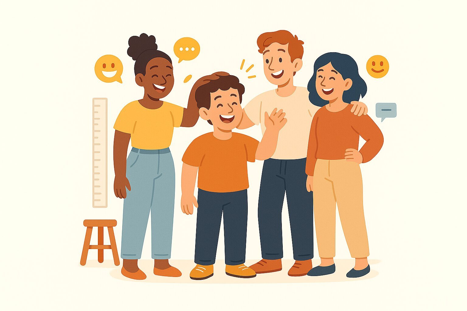 uma pessoa baixinha e seus amigos