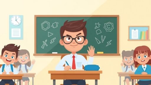 ilustração de alunos em uma sala de aula